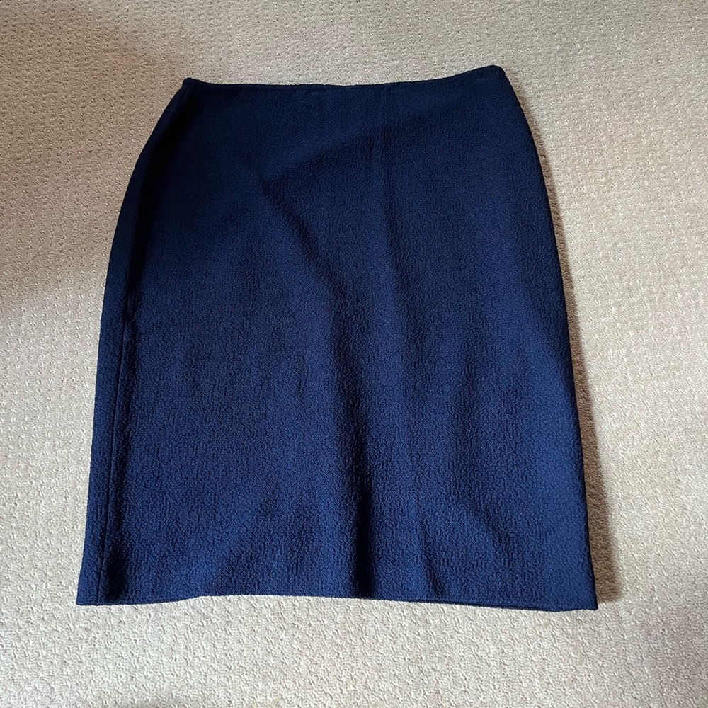A navy pencil skirt